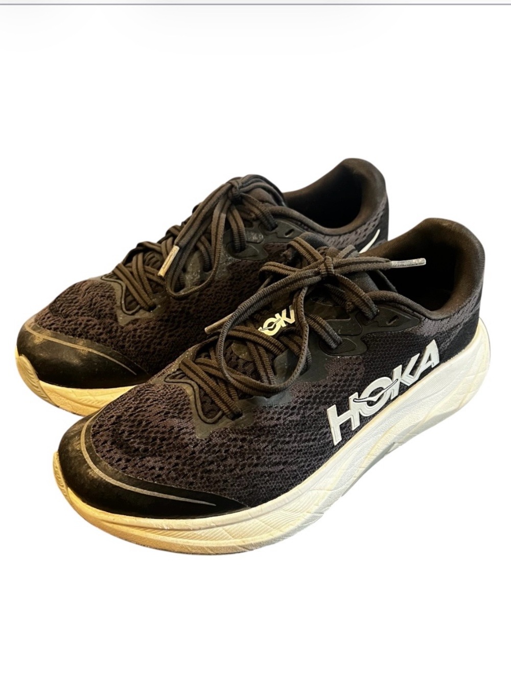 Big Kids' HOKA Rincon 4 MD Running Shoes Black/White